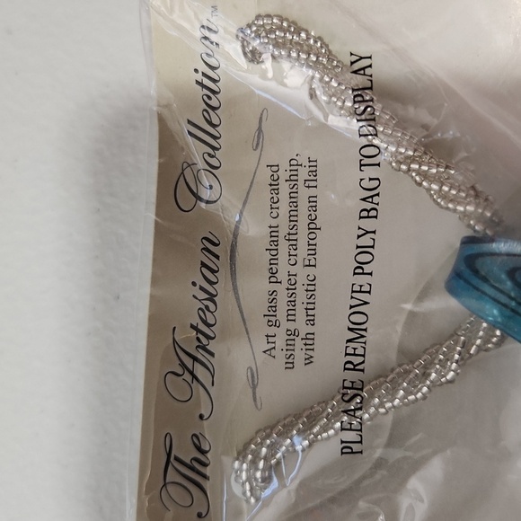 The Artesian Collection Necklace Glass Blown New Glass Pendant Blue White - Picture 3 of 6